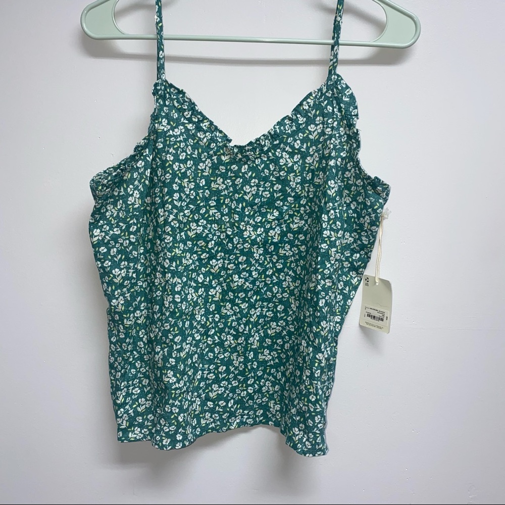 Ana sweetheart neck sleeveless tank top perla floral green women’s size L NWT